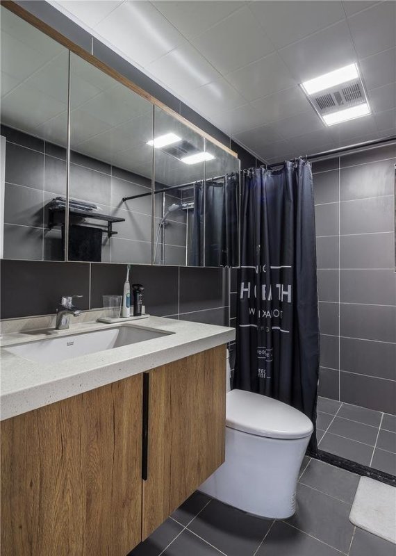 几款超实用的浴室装修效果图，黑白灰设计！