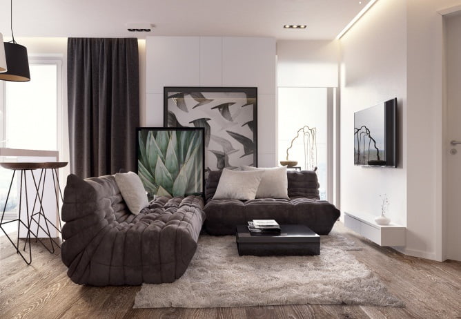现代风格公寓装修效果图，灰色调铺陈出的质感与格调！