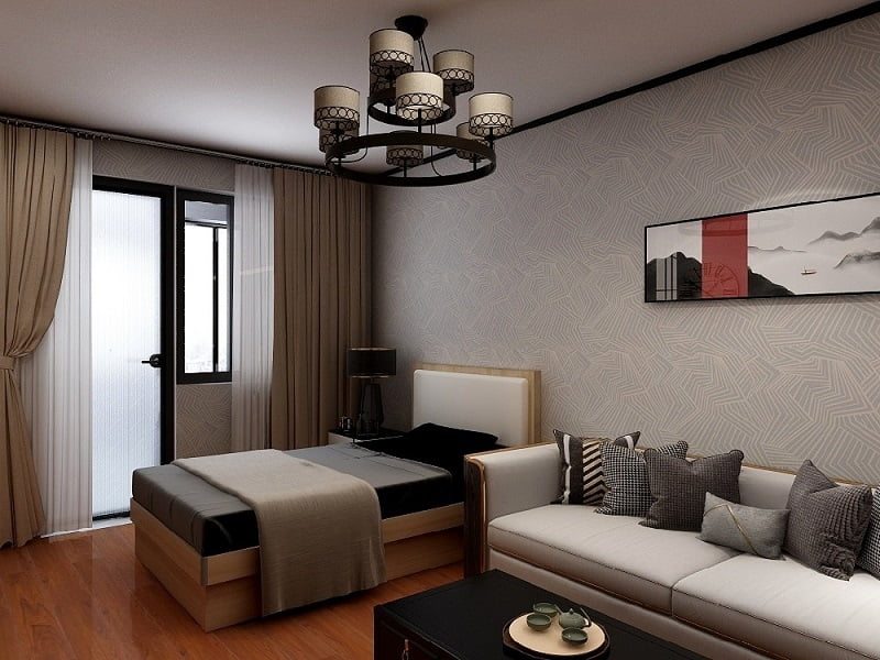 60㎡中式现代风格设计，二居室装修效果图!