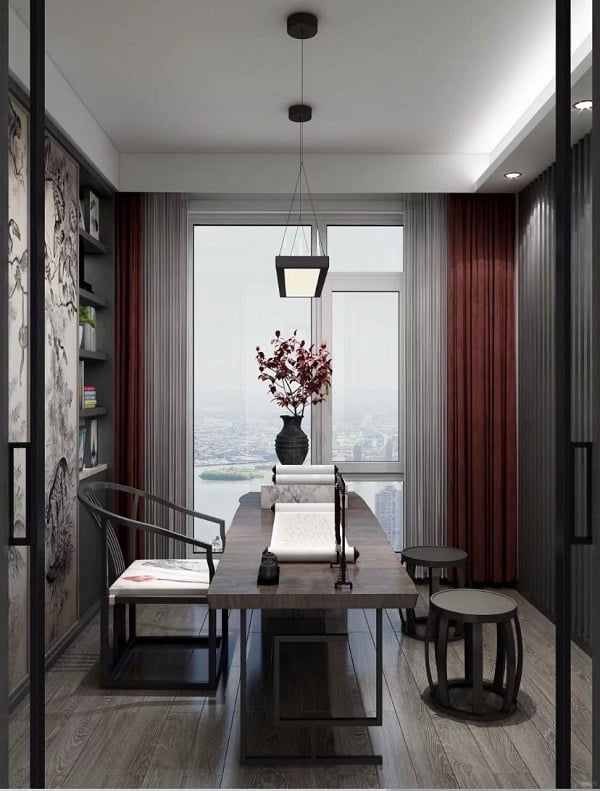 90㎡中式现代风格设计，二居室装修效果图!