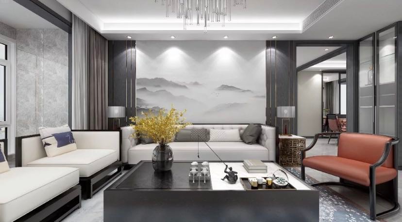 90㎡中式现代风格设计，二居室装修效果图!