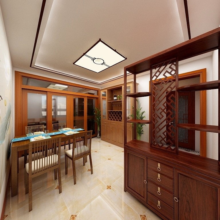 65㎡中式现代风格设计，二居室装修效果图!