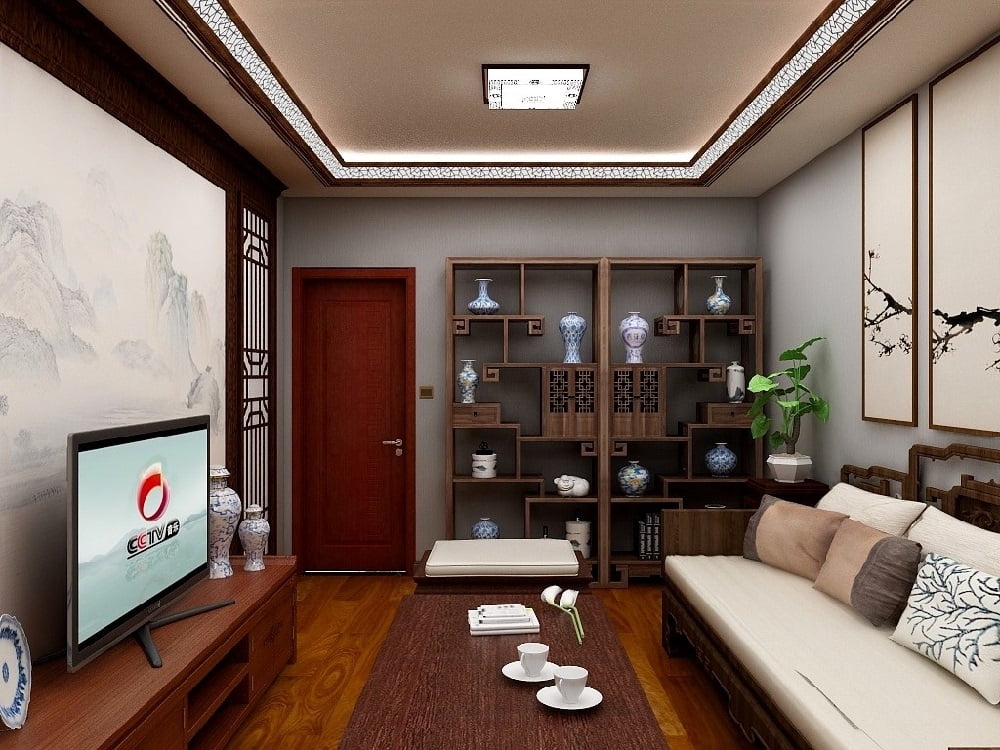 65㎡中式现代风格设计，二居室装修效果图!