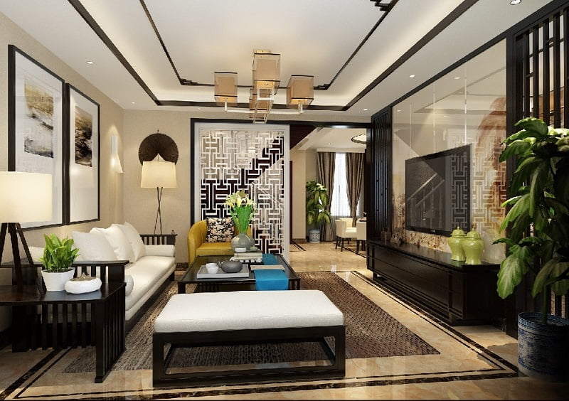 133㎡中式现代风格设计，三居室装修效果图!