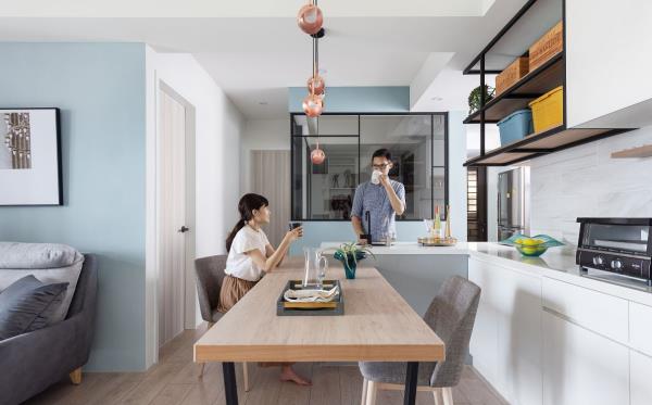 三亚家装公司：北欧风格房子装修，客餐厨一体化设计！