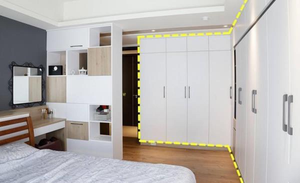 青岛装修设计：卧室做L型收纳柜，隐形设计很实用！