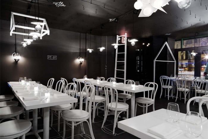黑白风主题餐厅装修设计效果图