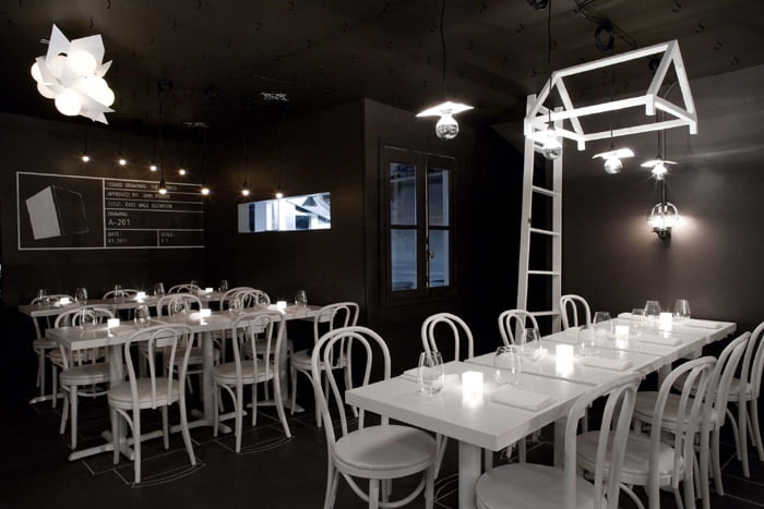 黑白风主题餐厅装修设计效果图