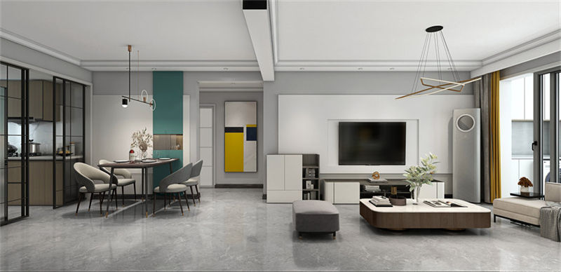 134m²四居室装修效果图，简约风格简单精致！